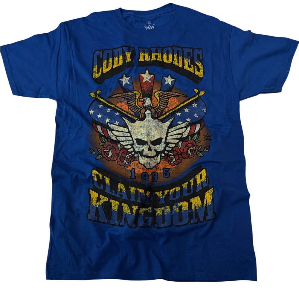Cody Rhodes Medium Men's Blue Claim Your Kingdom T-Shirt WWE